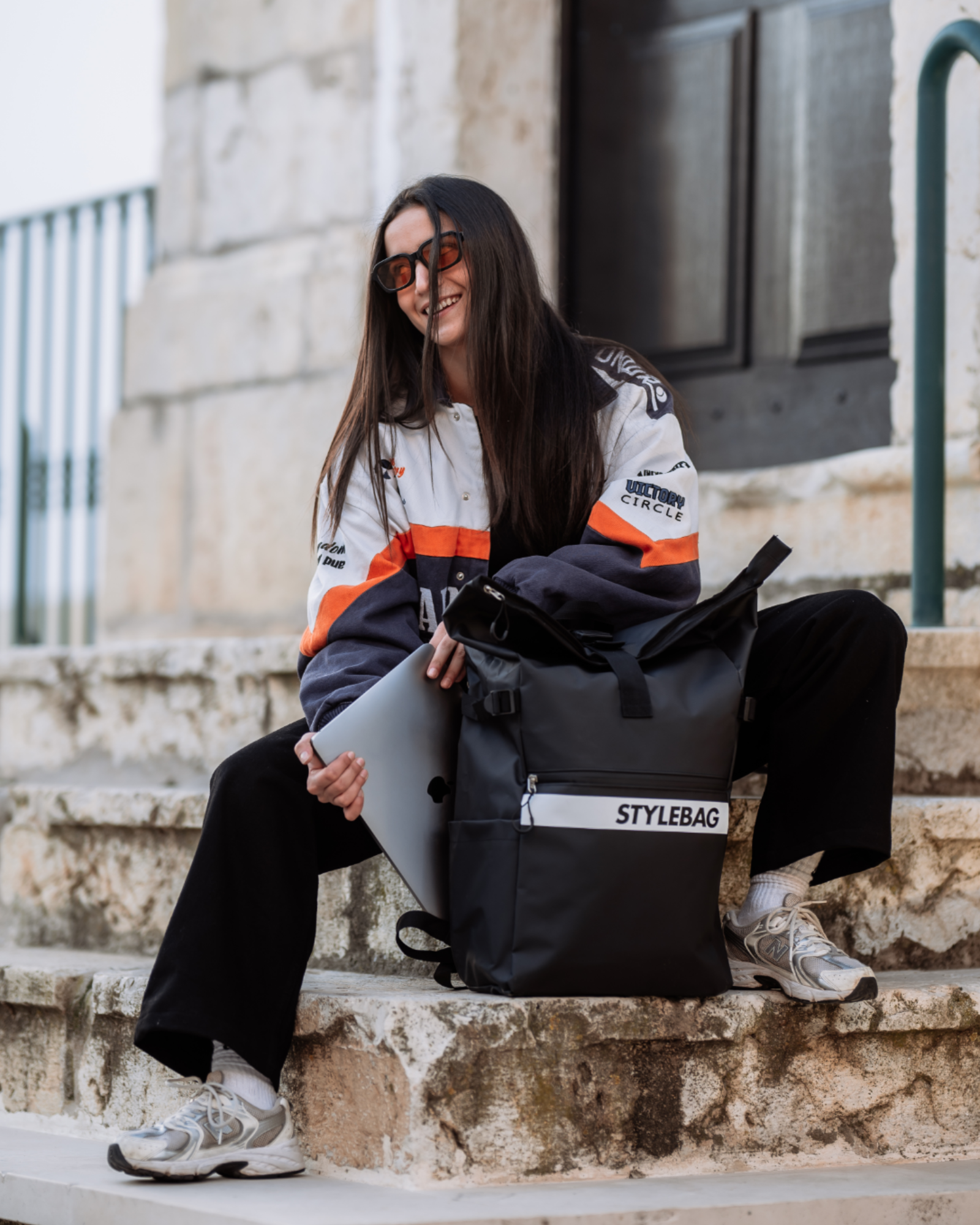 Rolltop Rucksack mit Laptopfach