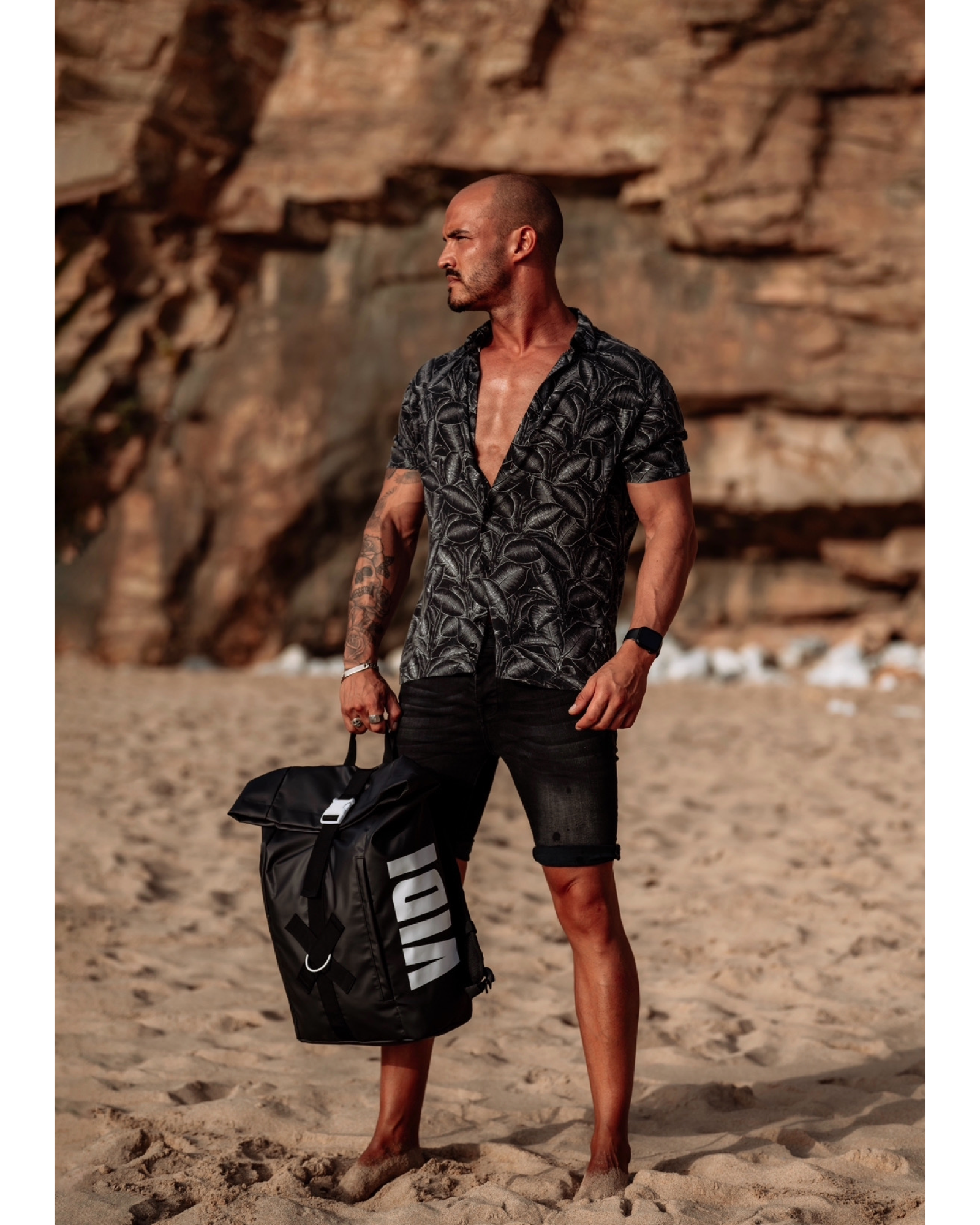 Wasserfester Rolltop Rucksack Schwarz