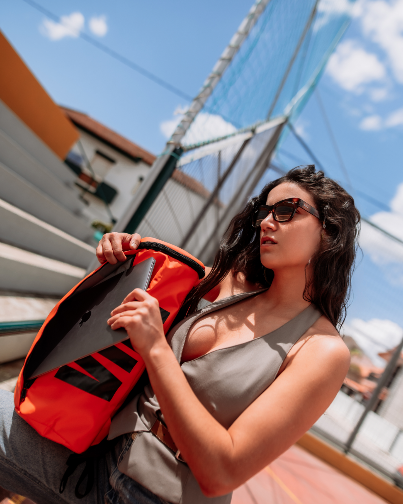 Rucksack Orange/Schwarz