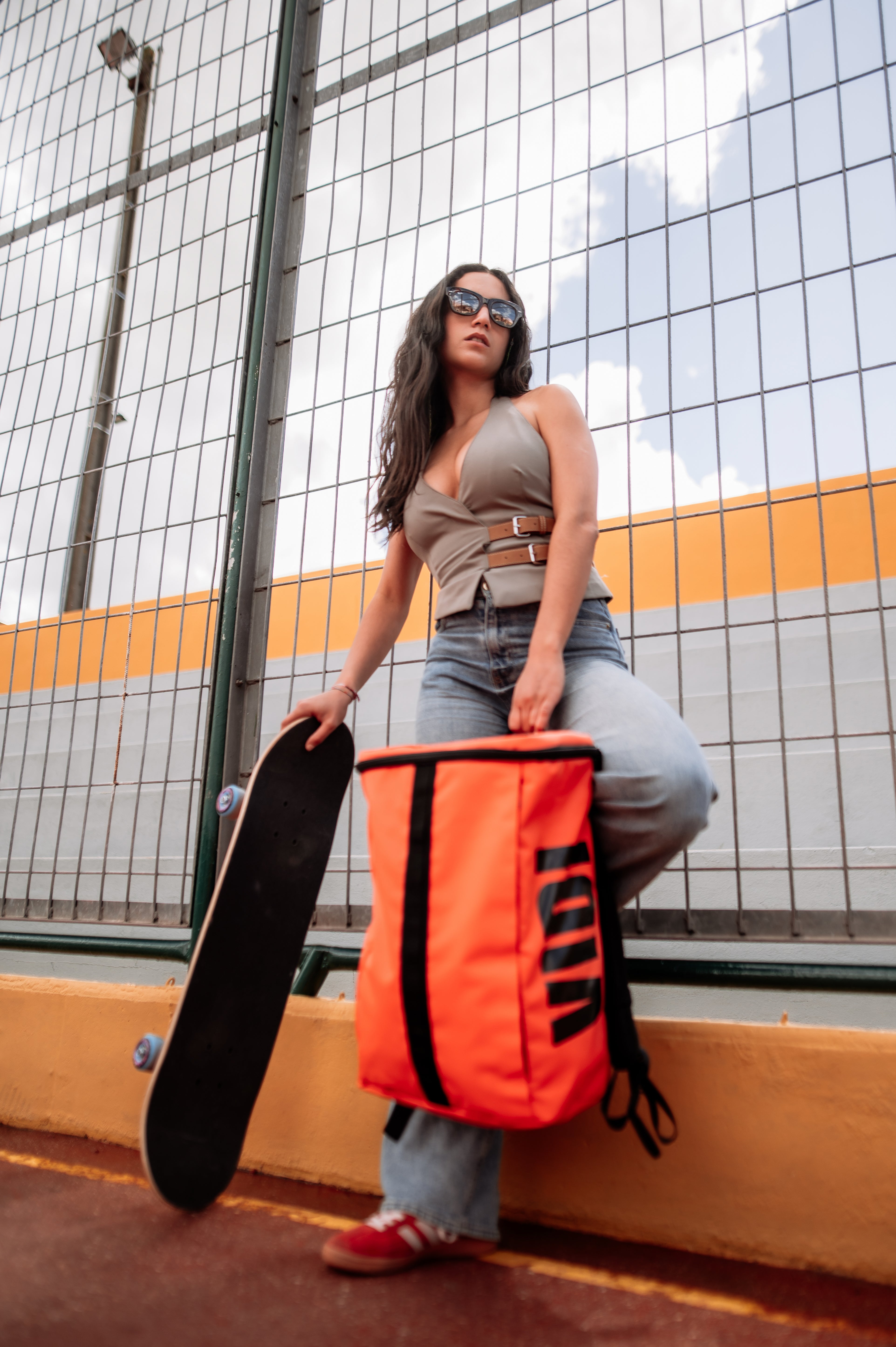 Wasserfester Rucksack Orange/Schwarz